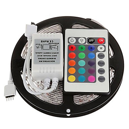 zdm 5m 300 x 2835 8mm rgb led bandes lumineuses flexibles et ir 24key télécommande linkable auto-adhésives changeant de couleur de 2019 ? € 8.34