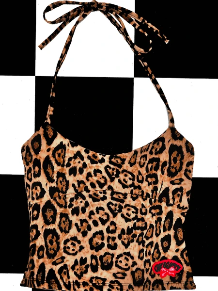 SWEET LORD O'MIGHTY! RIBBON HALTER IN BIG LEOPARD
