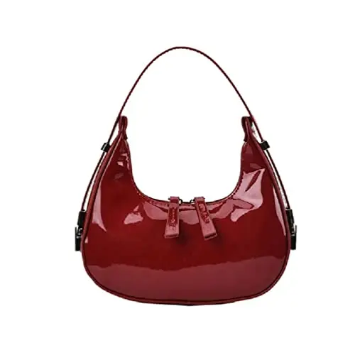Lamala Moon Bags Sac à main en cuir PU pour les aisselles Petit sac à bandoulière pour femme et fille Sac à main d'été Sac à main de luxe Sac à main sous les bras, Rouge