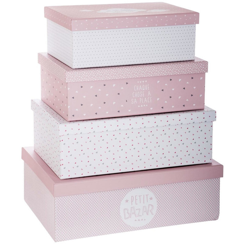 Lot de 4 boîtes de rangement Douceur - Atmosphera
