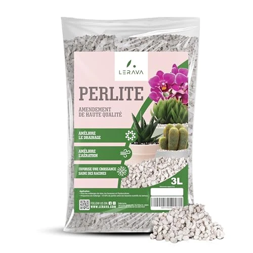LERAVA Perlite pour Plante (3 L) - Naturelle et écologique - Améliore Le Drainage du terreau intérieur - Aération optimale avec Billes d'argile - pour Jardin Balcon et intérieur