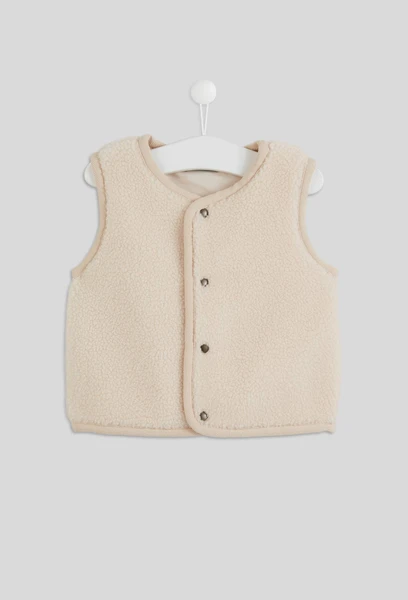 Gilet sans manches uni en sherpa