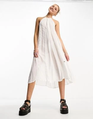 Superdry - Robe mi-longue style vintage à encolure américaine - Blanc | ASOS