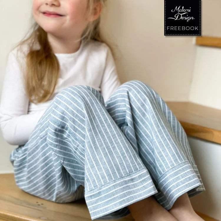 Patron couture gratuit pantalon enfant JURI pdf Malomi, en français
