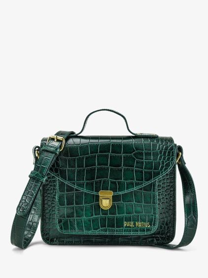 Mademoiselle George Alligator Malachite - sac bandoulière cuir femme vert | PAUL MARIUS