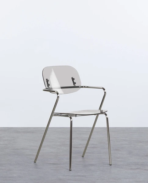 Chaise de Salle à Manger avec Accoudoirs en Polyéthylène et Métal Pinha