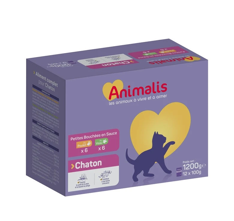 Animalis - Bouchées en Sauce aux Viandes pour Chaton - 12x100g | Animalis