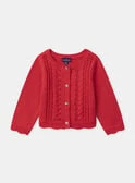 Cardigan ajouré rouge Bébé Fille
