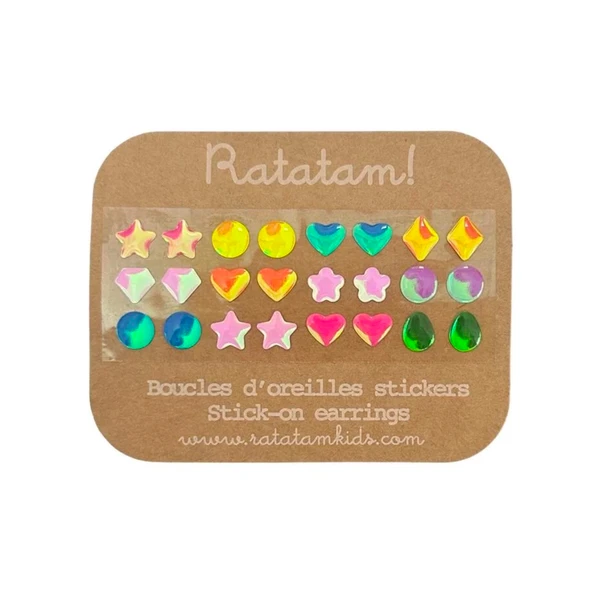 Lot de 12 boucles d'oreille autocollantes MIX MOTIFS