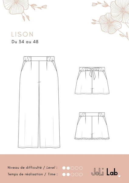 Pantalon Lison - Patron Couture PDF ou Pochette