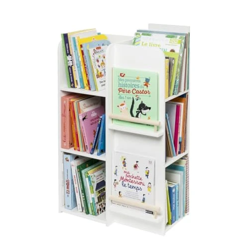 oxybul | Bibliothèque Multi-Faces Blanc et Naturel | 2-12 Ans