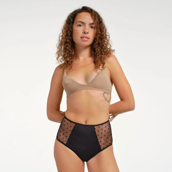 Taille Haute Menstruelle Tulle Pois - Flux Abondant