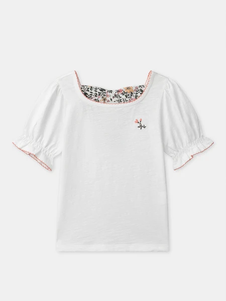 T-shirt écru à noeud Fille