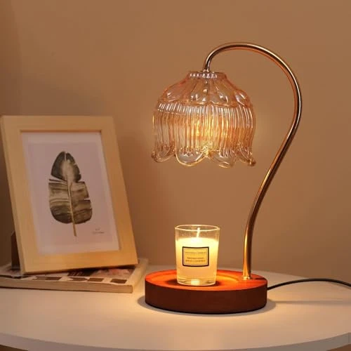 Lampe chauffe-bougie avec variateur d'intensité - Lampe électrique avec minuterie pour bougies parfumées en pot avec 2 ampoules