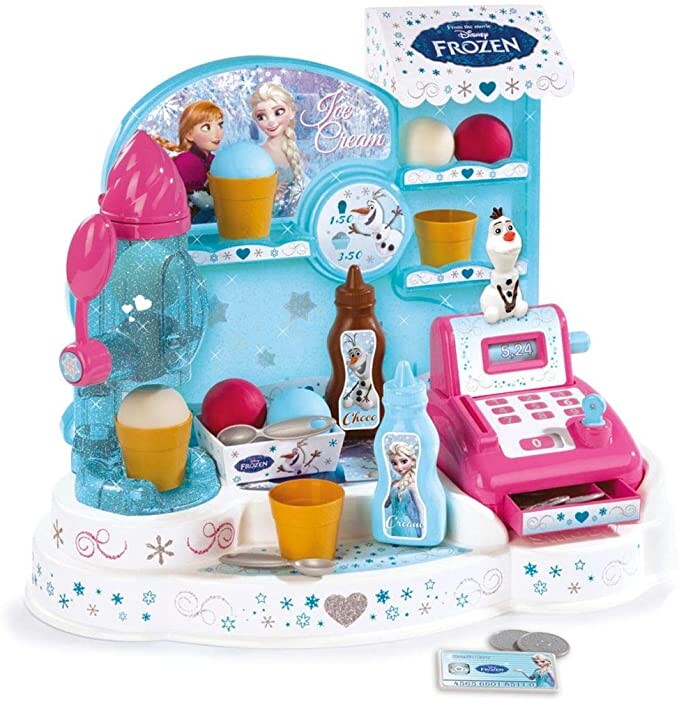 Smoby - La Reine des Neiges - Marchande de Glaces - Caisse Enregistreuse pour Enfant - 22 Accessoires + 1 Figurine Olaf - 350401 : Amazon.fr: Jeux et Jouets