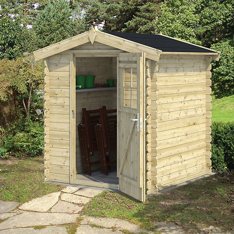 Abri de jardin Klikstrom Mokau bois coloris naturel ép.19 mm surface totale 3,46m² | Castorama