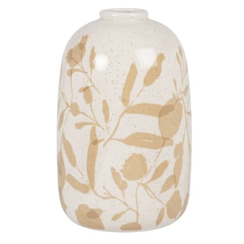 Vase en dolomite beige imprimé floral marron H23 | Maisons du Monde