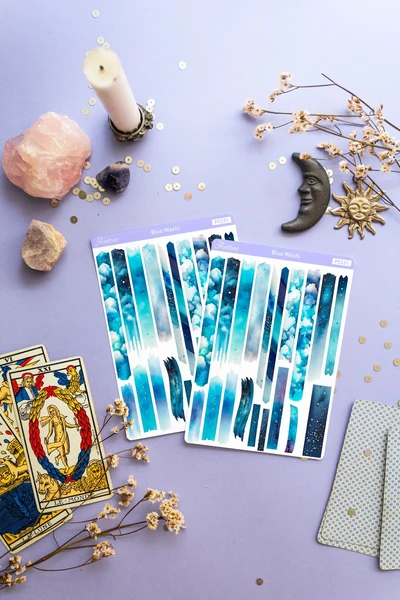 Celestial Blue Washi Tape Stickers, Aesthetic Planner Stickers, Blue Decorative Stickers • Bujo, Bullet Journal, Scrapbooking