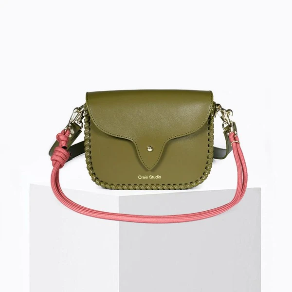 Sac à main en cuir certifié | "west - khaki" Craie Studio