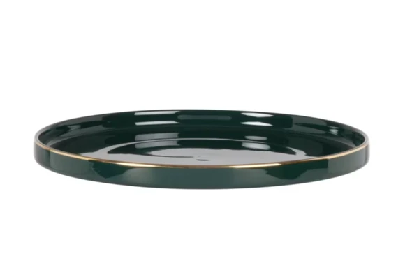 Lot de 6 - Assiette à dessert en porcelaine verte et dorée