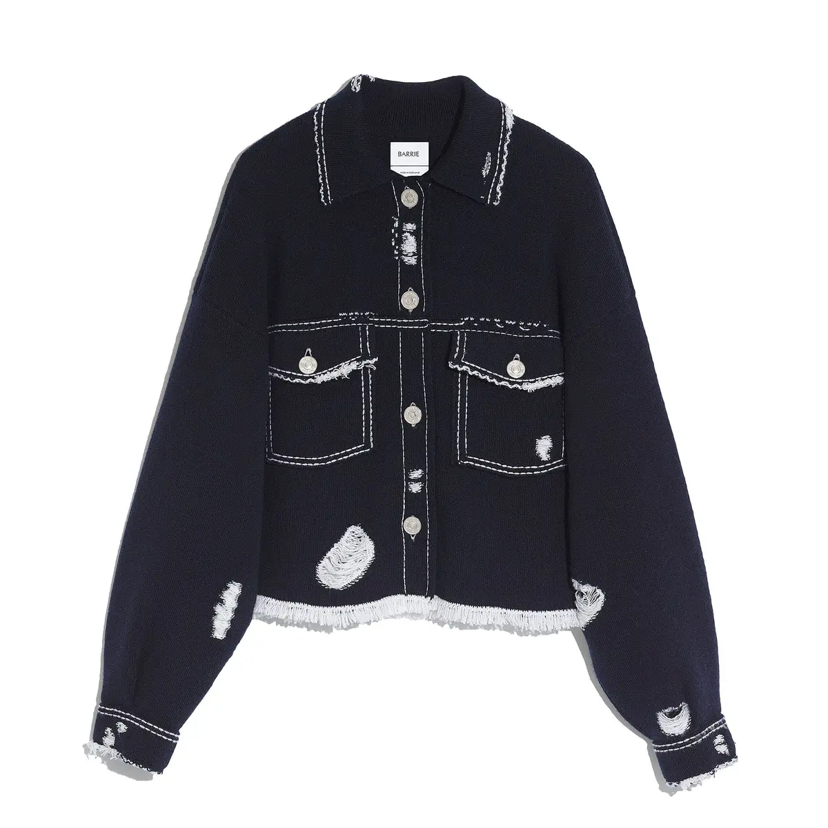 Veste Denim à franges en cachemire et coton