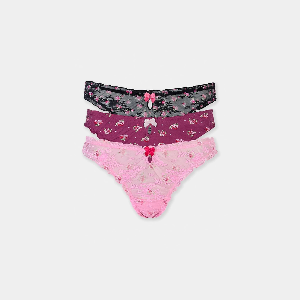 Strings Imprimés (Pack de 3) - Imprimé Rose