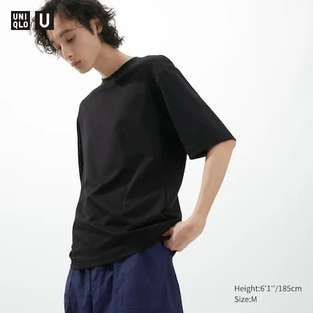 XS Noir - T-shirt Oversize En Coton AIRism Col Rond Uniqlo U | UNIQLO