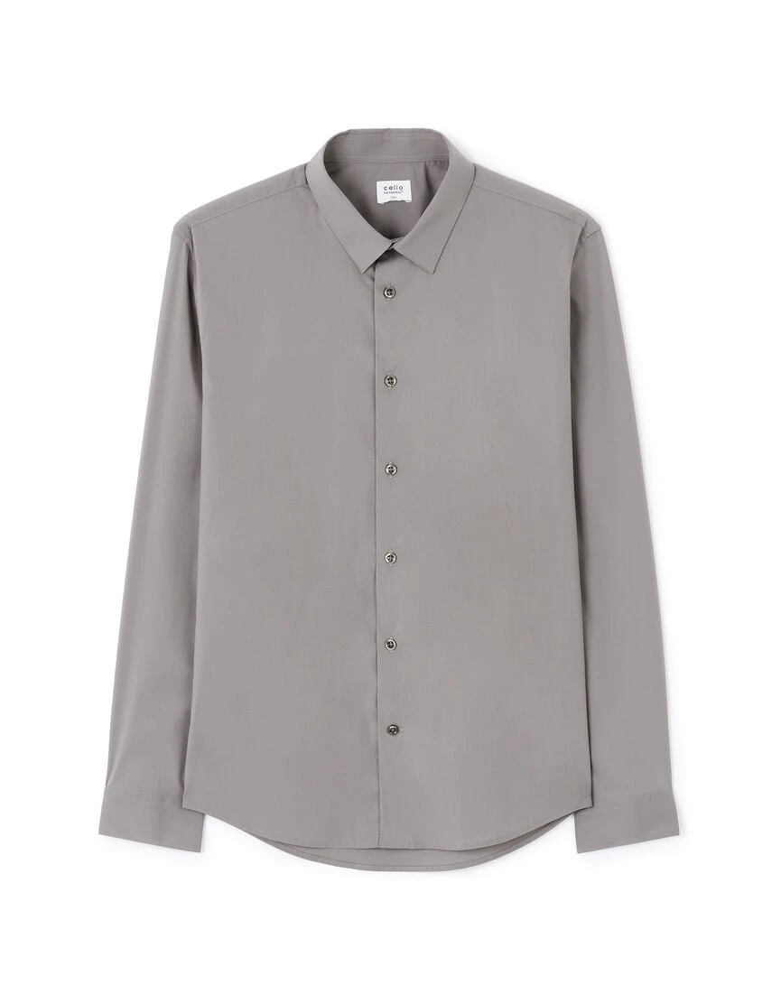 Chemise slim en coton stretch - anthracite