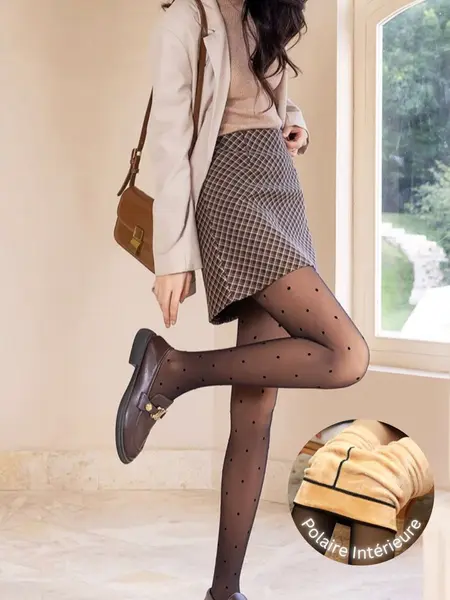 Collants plumetis en polaire 