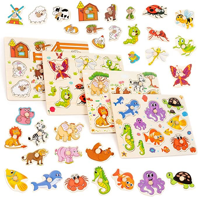 THE TWIDDLERS 4 Puzzle en Bois à Encastrement, Jouet Éducatif pour Enfants : Amazon.fr: Jeux et Jouets
