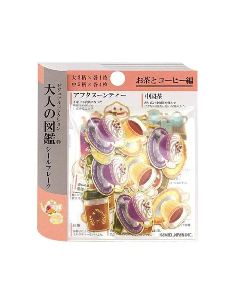 Flake Stickers Otonano-zukan - Thé et Café - Kamio Japan