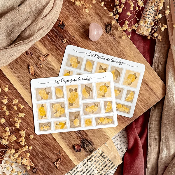 Petite planche de stickers timbres Citrons