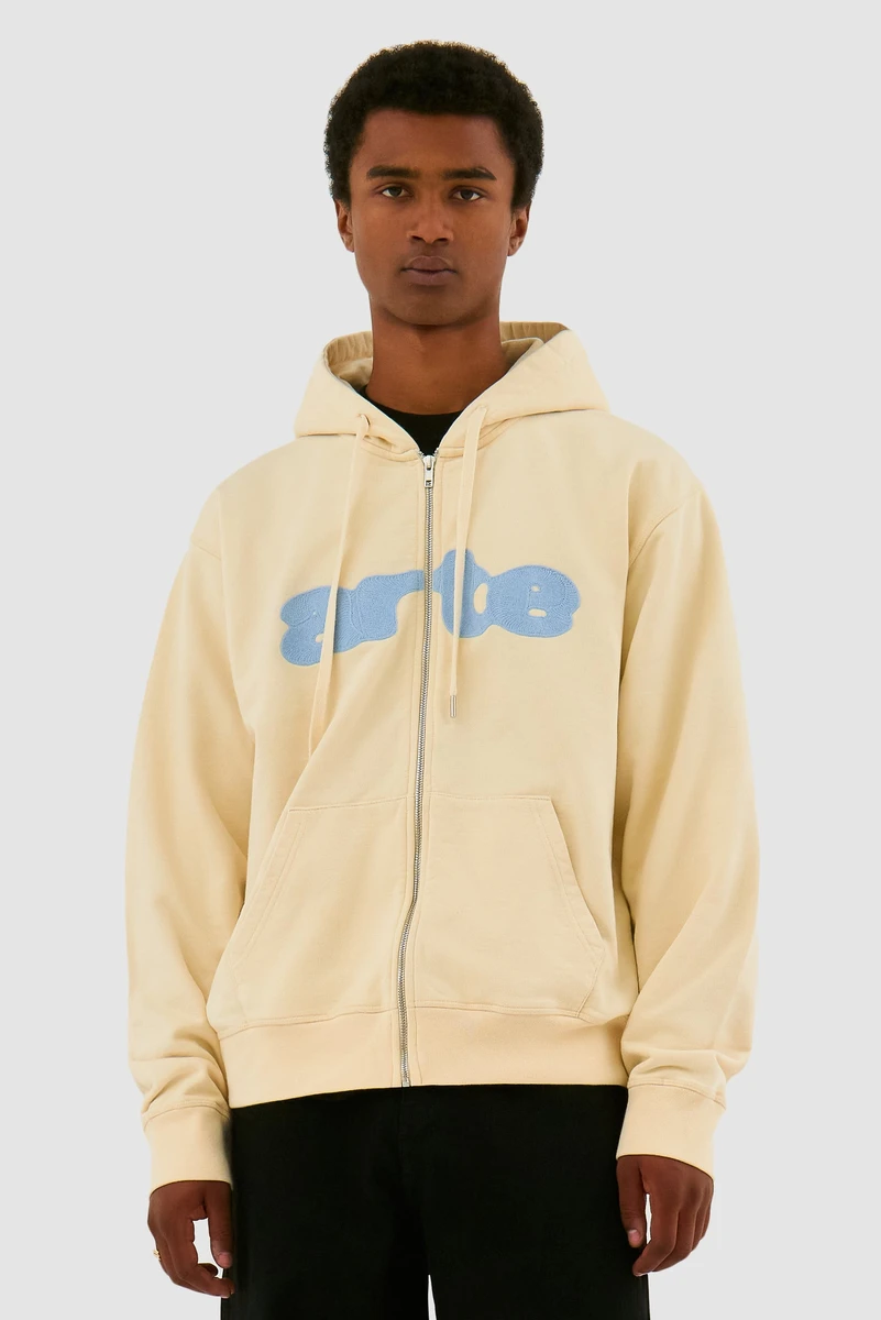 Embroidery Zip Hoodie - Cream - TAILLE XL