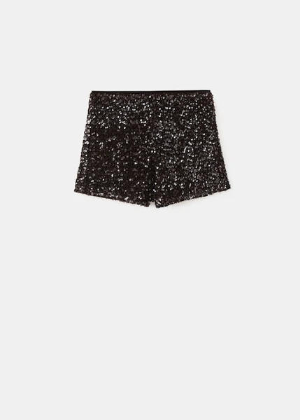 Short en velours à paillettes - Femme | MANGO France métropolitaine