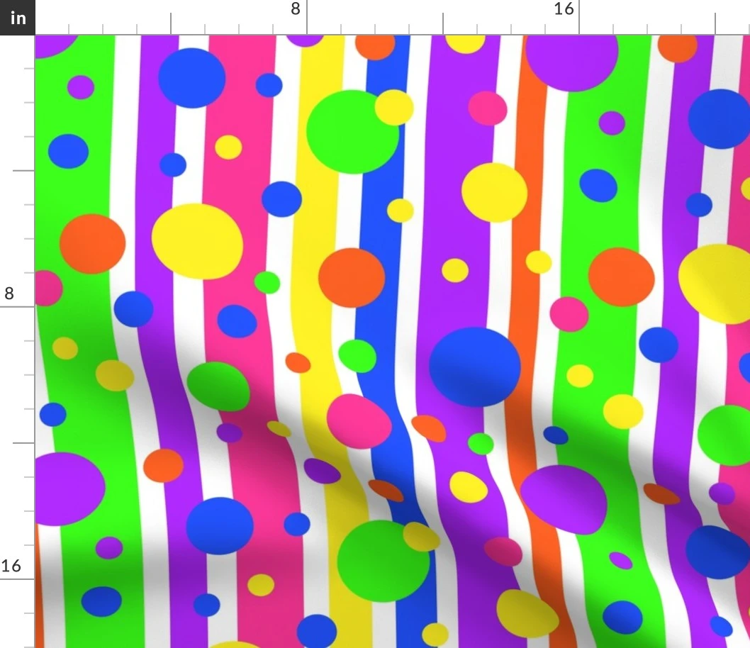 Neon Stripes Polka Dots Hot Pink Purple Fabric | Spoonflower