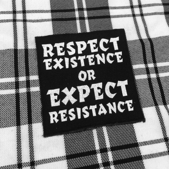 Respecter l’existence | | Punk Patch | de gilet punk Veste de combat | | Punk Patches Veste Punk (9x9cm)