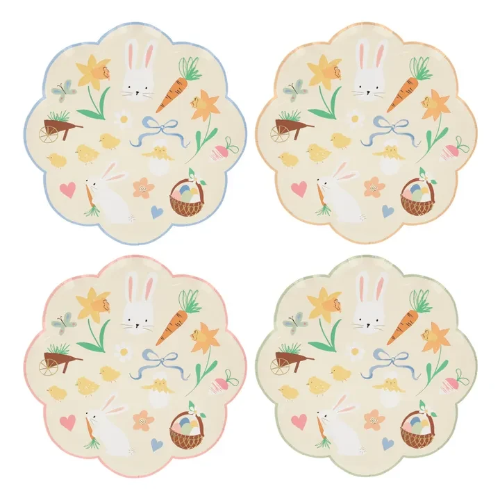 Assiettes icône de Pâques - Set de 8 | Pastel
