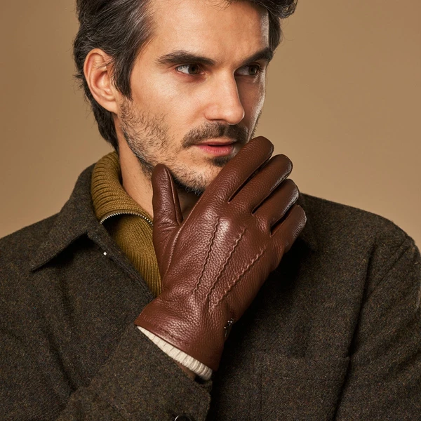 Gants en cuir de cerf (American deerskin) et doublure en laine