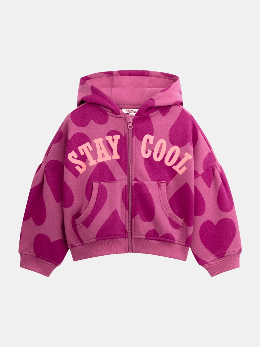 Haut de jogging rose imprimé coeur pour fille