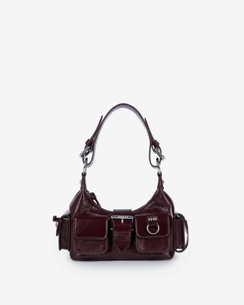 Sac Amelia small en cuir craquelé bordeaux | The Kooples