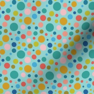 Clown Spots - teal, pink and mustard on Fabric | Spoonflower