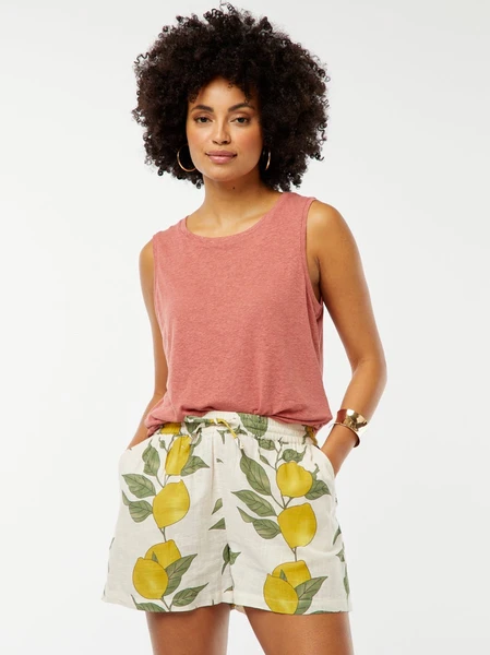 Short fluide avec imprimé citrons
