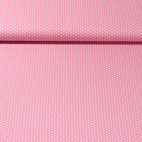 Popeline de coton Stella - Mini étoiles Vieux rose Blanc