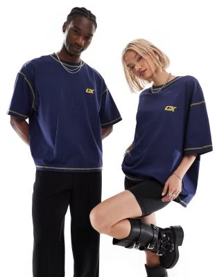 COLLUSION Unisex - T-shirt imprimé - Bleu/jaune