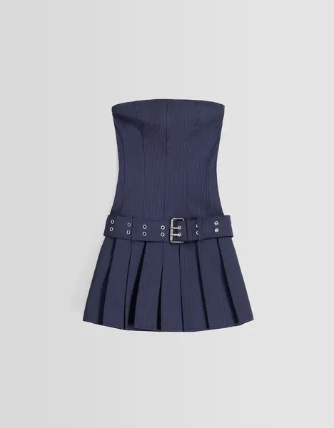 Mini-robe bandeau plissée rayures tennis boucles