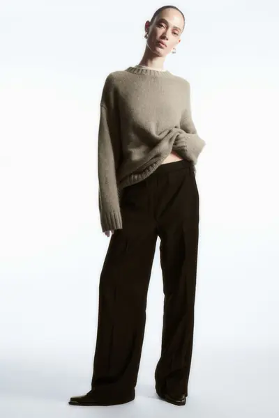 PANTALON DROIT TAILLE ÉLASTIQUÉE LAINE