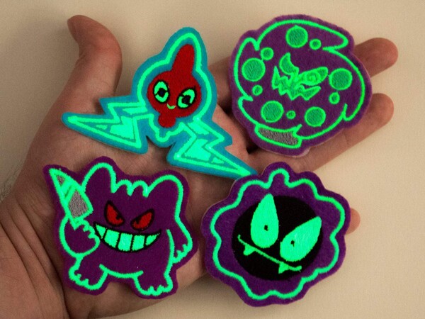 Ghost Pokemon Glow in the dark Sew-On Patches !!!!!!!!!!!!!!!!!!!!!!!!!!!!!!!!!!!!!!!!!!!!!!!!  ROTOM !!!!!!!!!!!!!!!!!!!!