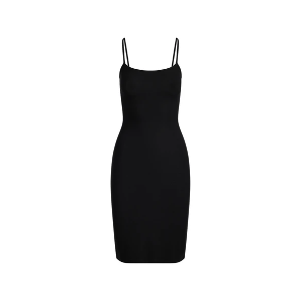 SOFT LOUNGE MIDI SLIP DRESS | ONYX