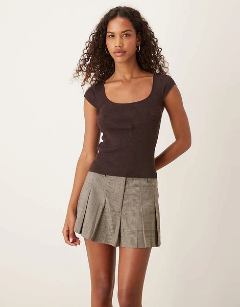 ASOS DESIGN - Mini jupe-short d'ensemble plissée ajustée à carreaux