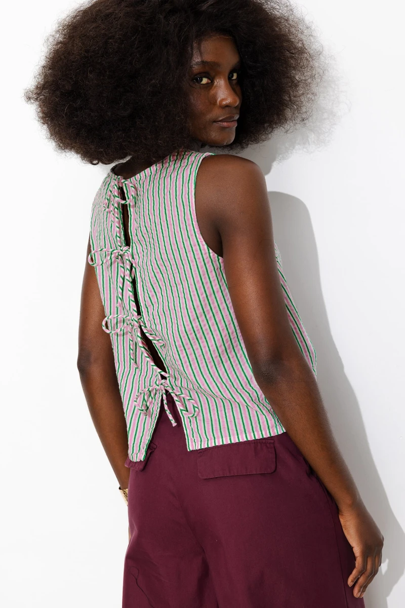 Top sans manches rayé Femme